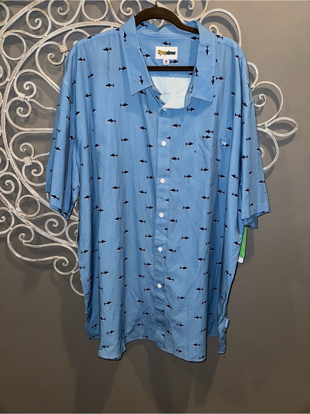NWT Men’s big & tall Tipsy Elves great white shark print shirt sz 4XL